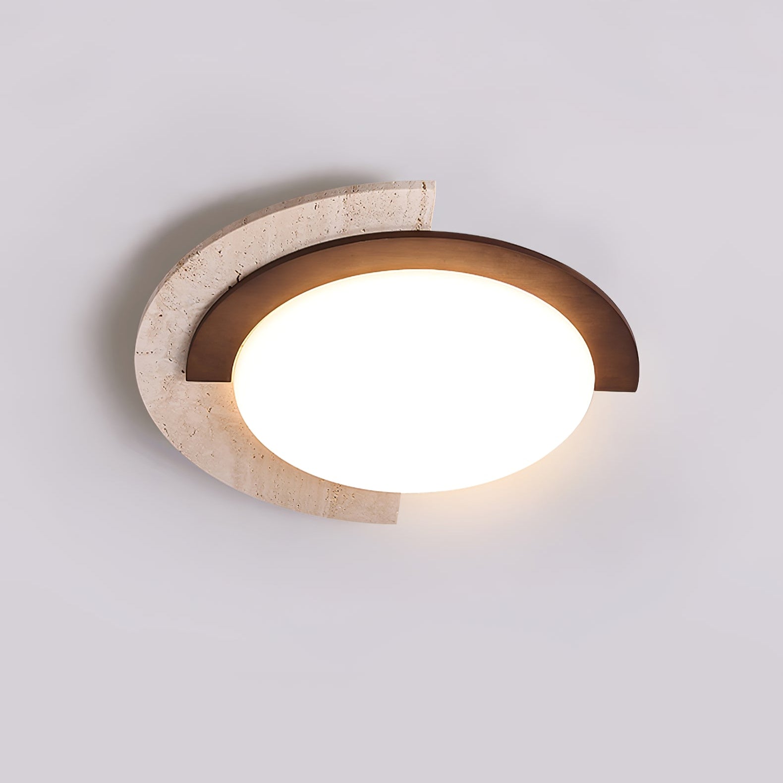 Hemera - Travertine and Walnut Ceiling Lamp