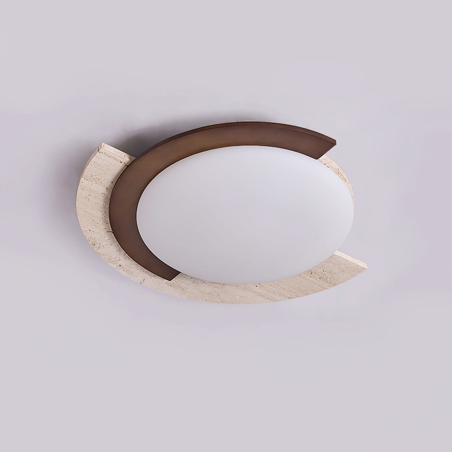Hemera - Travertine and Walnut Ceiling Lamp
