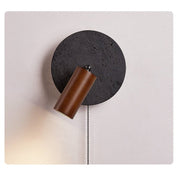 Nykteus - Black Stone and Walnut Sconce