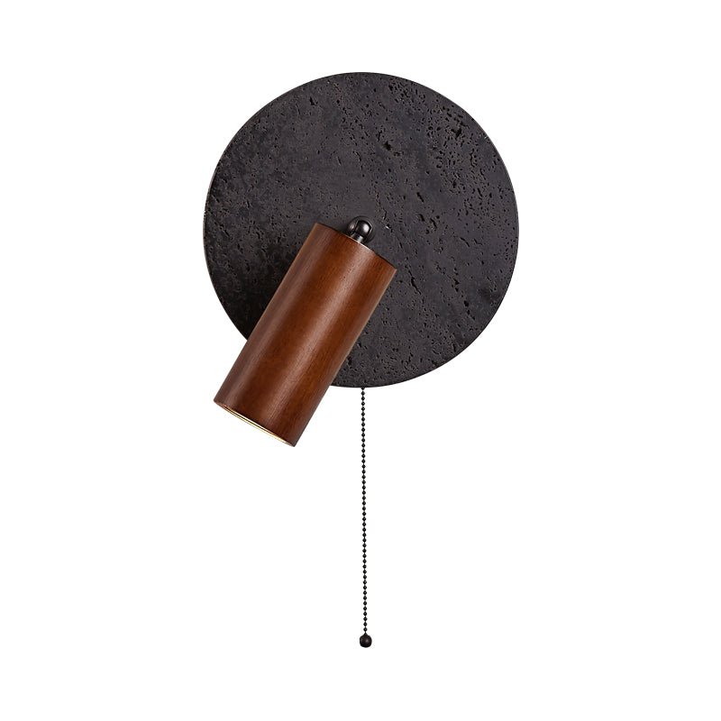 Nykteus - Black Stone and Walnut Sconce