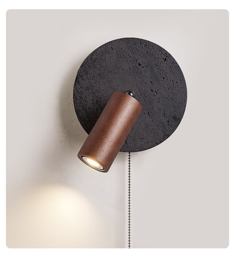 Nykteus - Black Stone and Walnut Sconce
