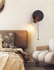 Nykteus - Black Stone and Walnut Sconce