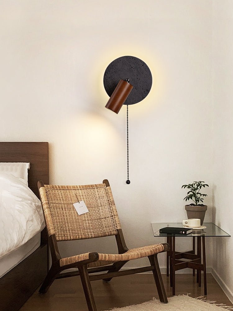Nykteus - Black Stone and Walnut Sconce