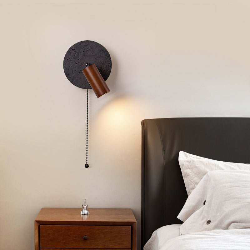 Nykteus - Black Stone and Walnut Sconce