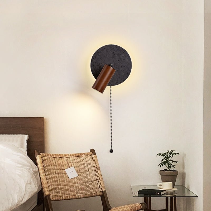 Nykteus - Black Stone and Walnut Sconce
