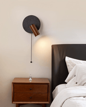 Nykteus - Black Stone and Walnut Sconce