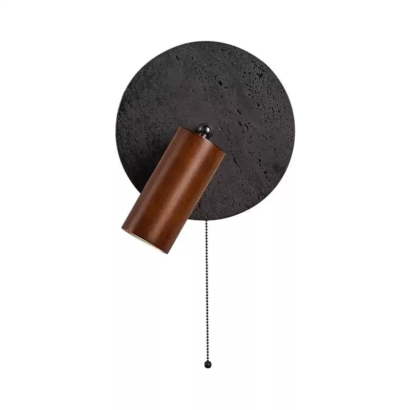 Nykteus - Black Stone and Walnut Sconce