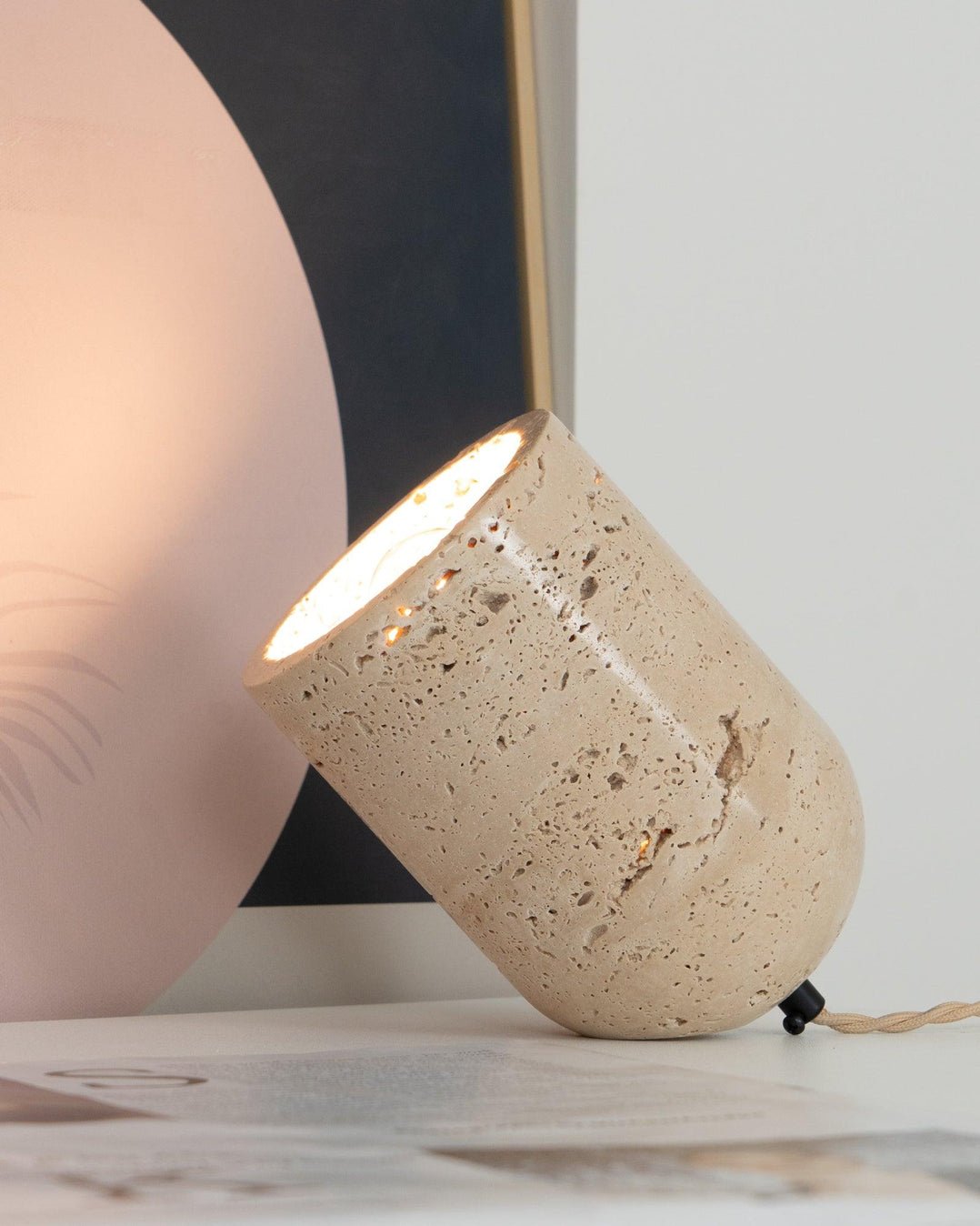 Heliodora - Travertine Table Lamp