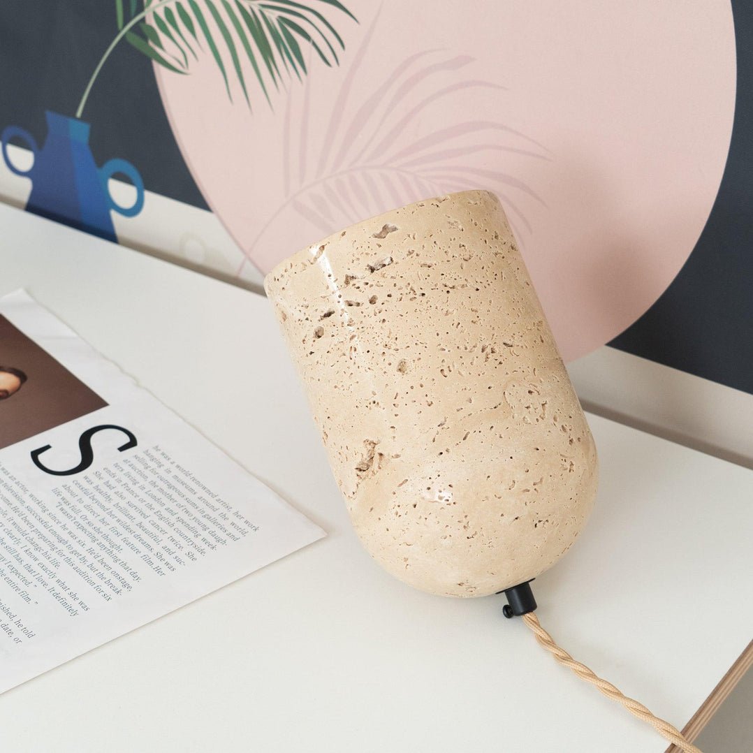 Heliodora - Travertine Table Lamp