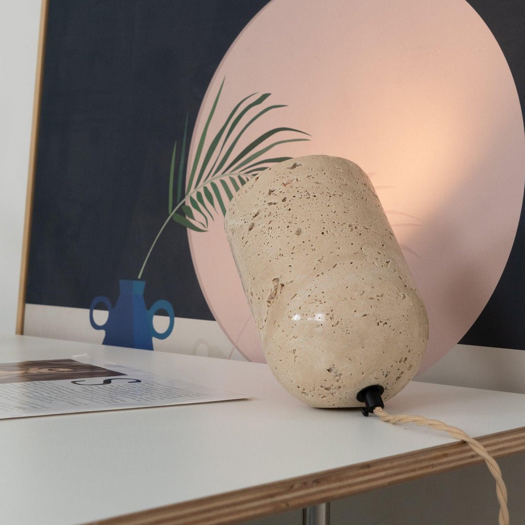 Heliodora - Travertine Table Lamp