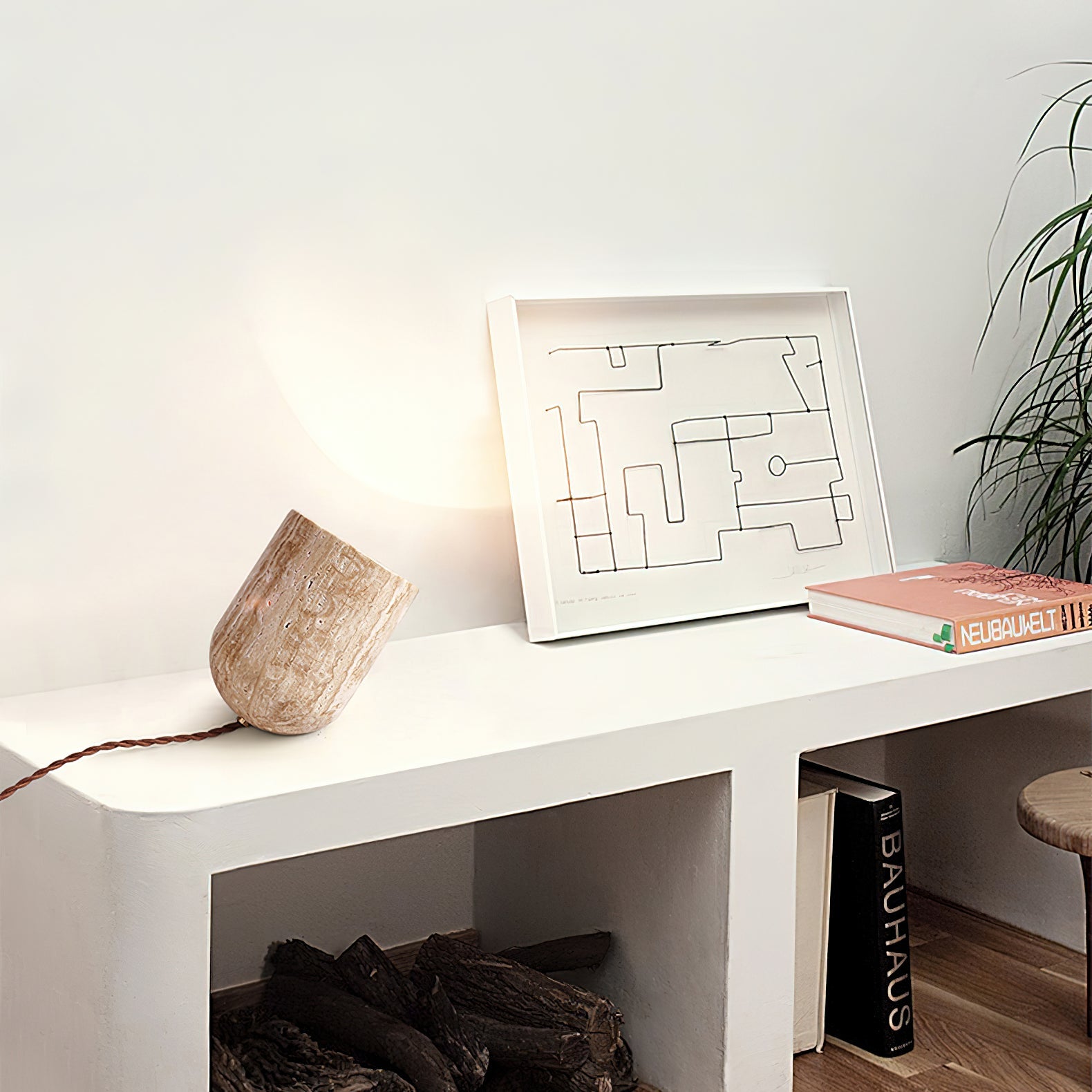 Heliodora - Travertine Table Lamp