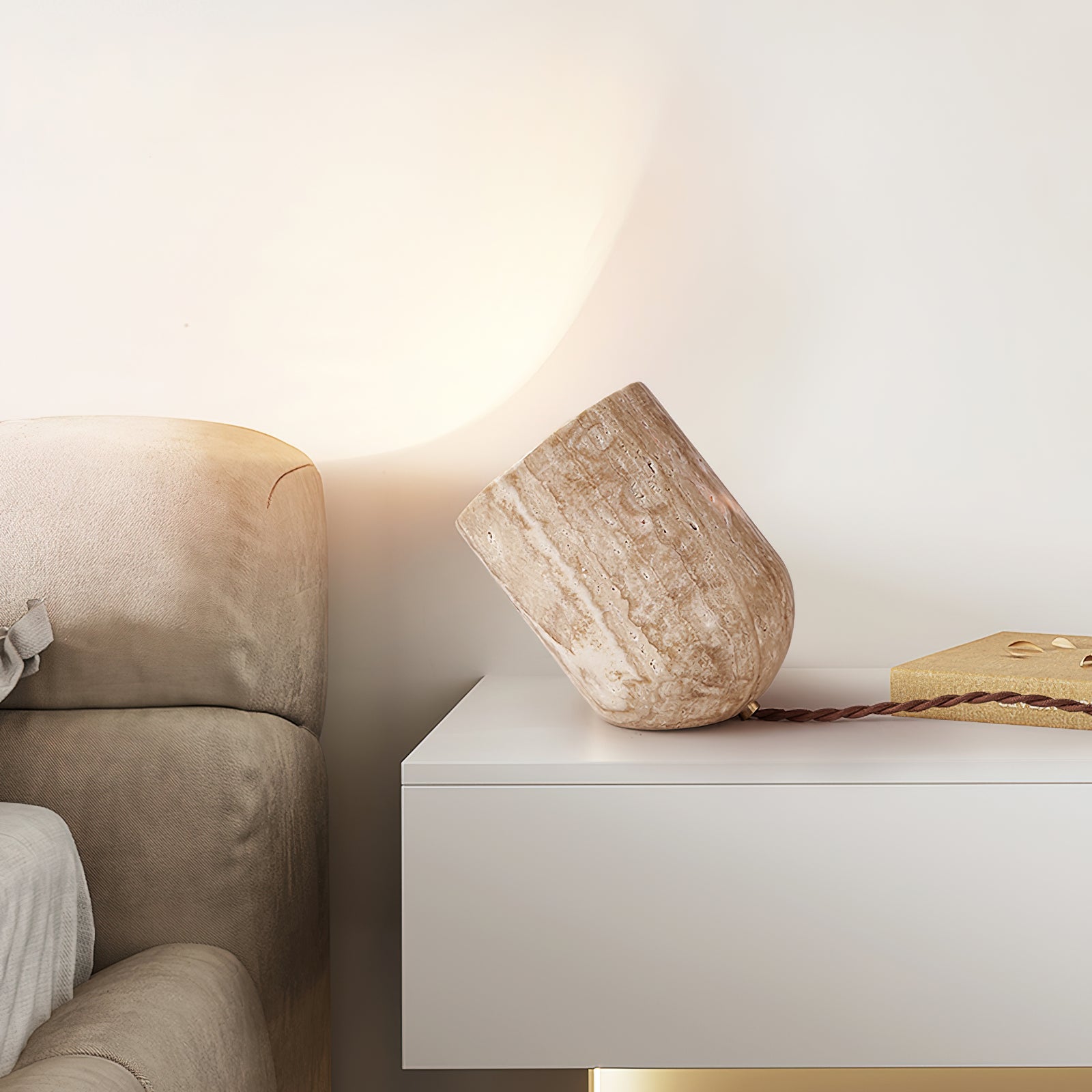 Heliodora - Travertine Table Lamp