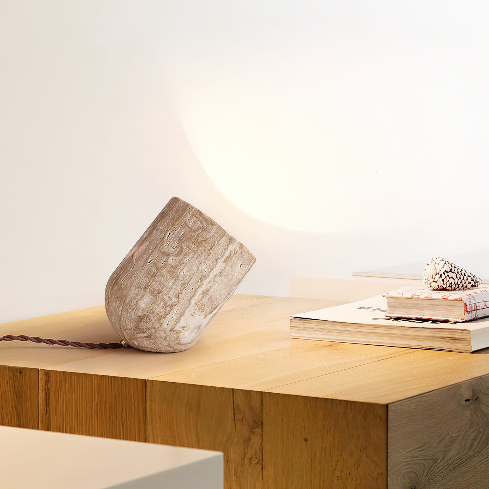 Heliodora - Travertine Table Lamp