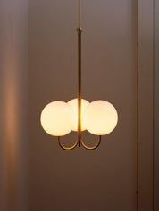 Myron Brass and Opaline Globe Chandelier – detail 7
