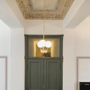 Myron Brass and Opaline Globe Chandelier – detail 2