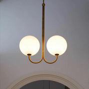 Myron Brass and Opaline Globe Chandelier – detail 5