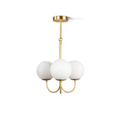 Myron Brass and Opaline Globe Chandelier