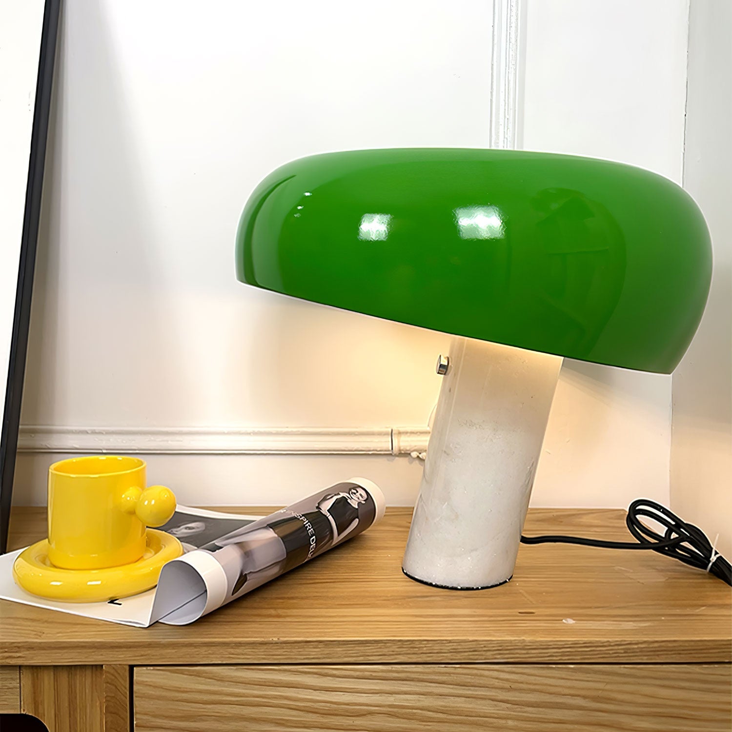 Iole - Carrara Marble and Glazed Metal Table Lamp