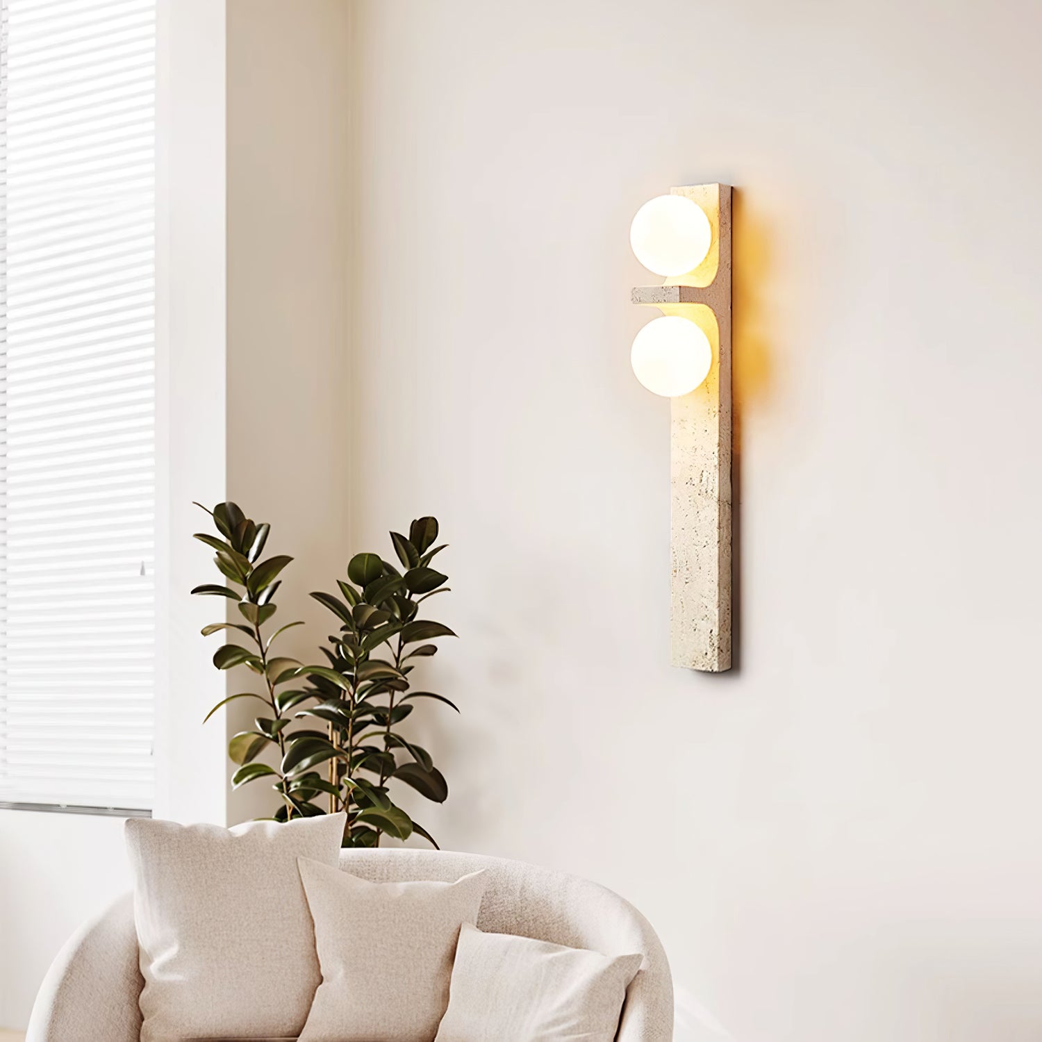 Taygete - Asymmetric Travertine Wall Sconce