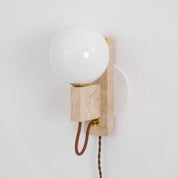 Dione - Travertine and Opal Globe Sconce
