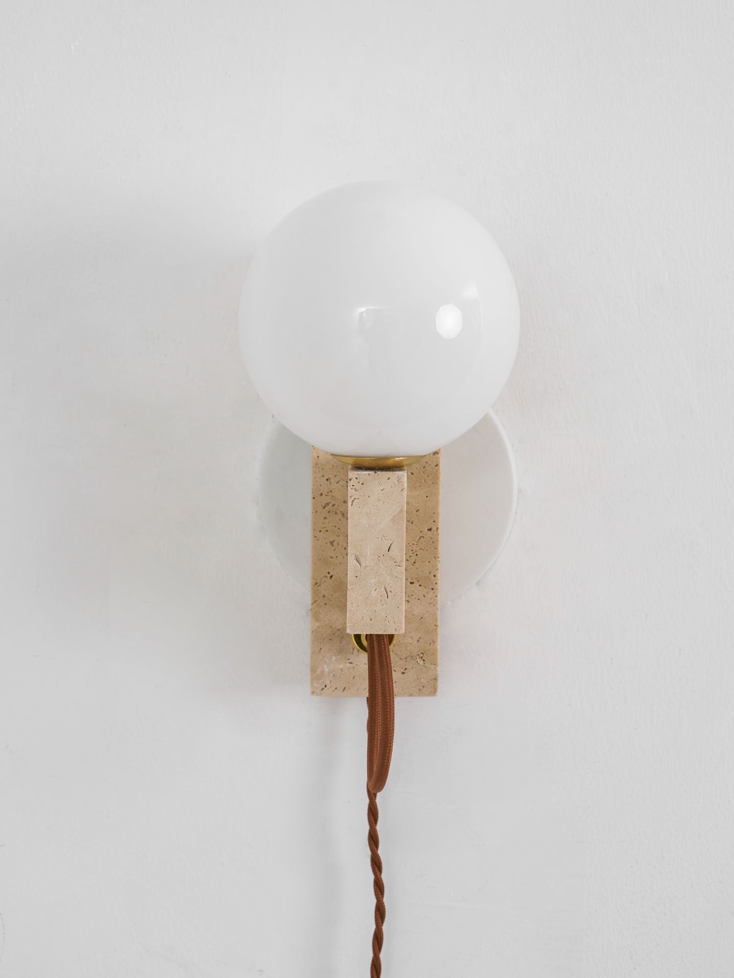 Dione - Travertine and Opal Globe Sconce