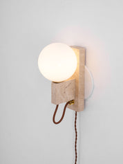 Dione - Travertine and Opal Globe Sconce