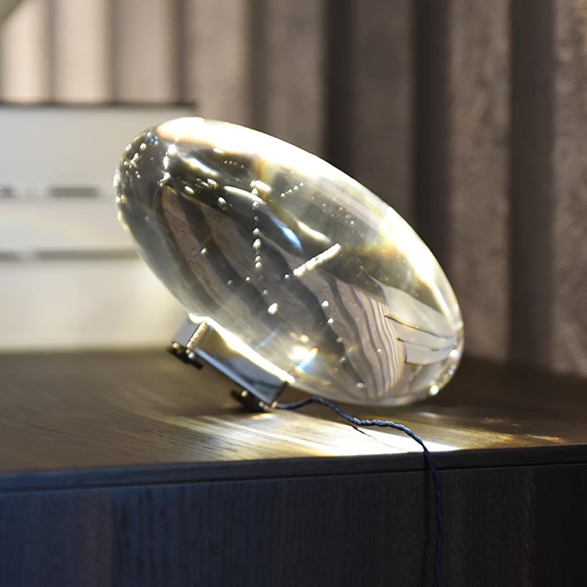 Lithea - Crystal Glass Oval Table Lamp