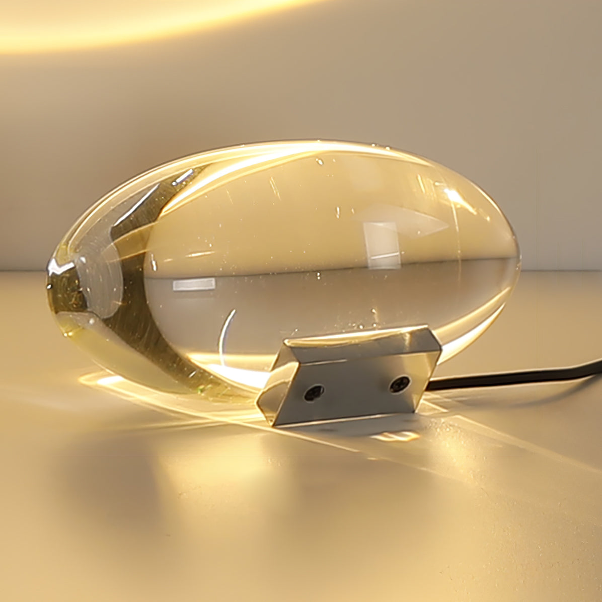 Lithea - Crystal Glass Oval Table Lamp