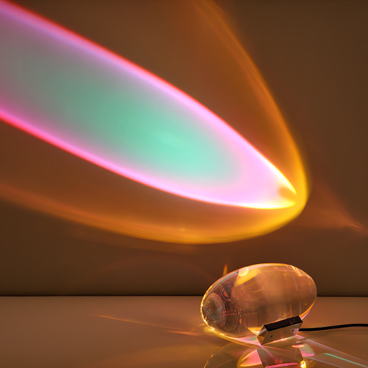 Lithea - Crystal Glass Oval Table Lamp