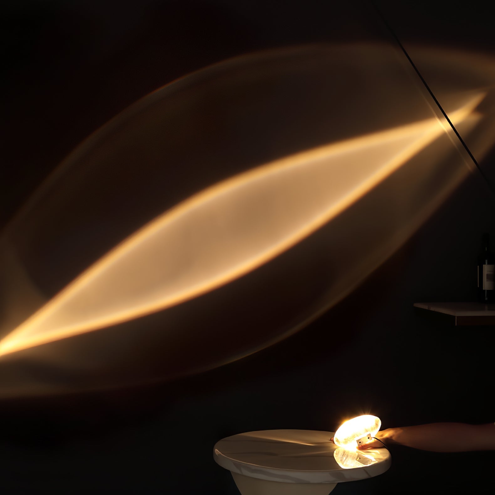 Lithea - Crystal Glass Oval Table Lamp