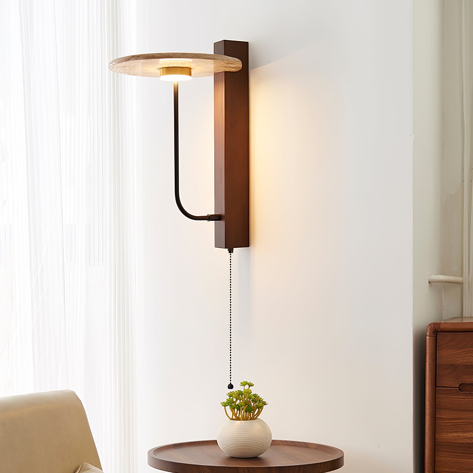 Alkaia - Travertine Disc Wall Lamp