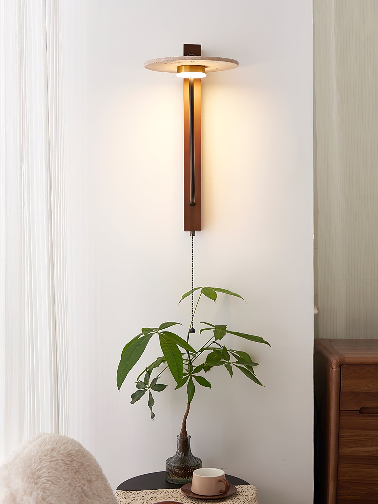 Alkaia - Travertine Disc Wall Lamp