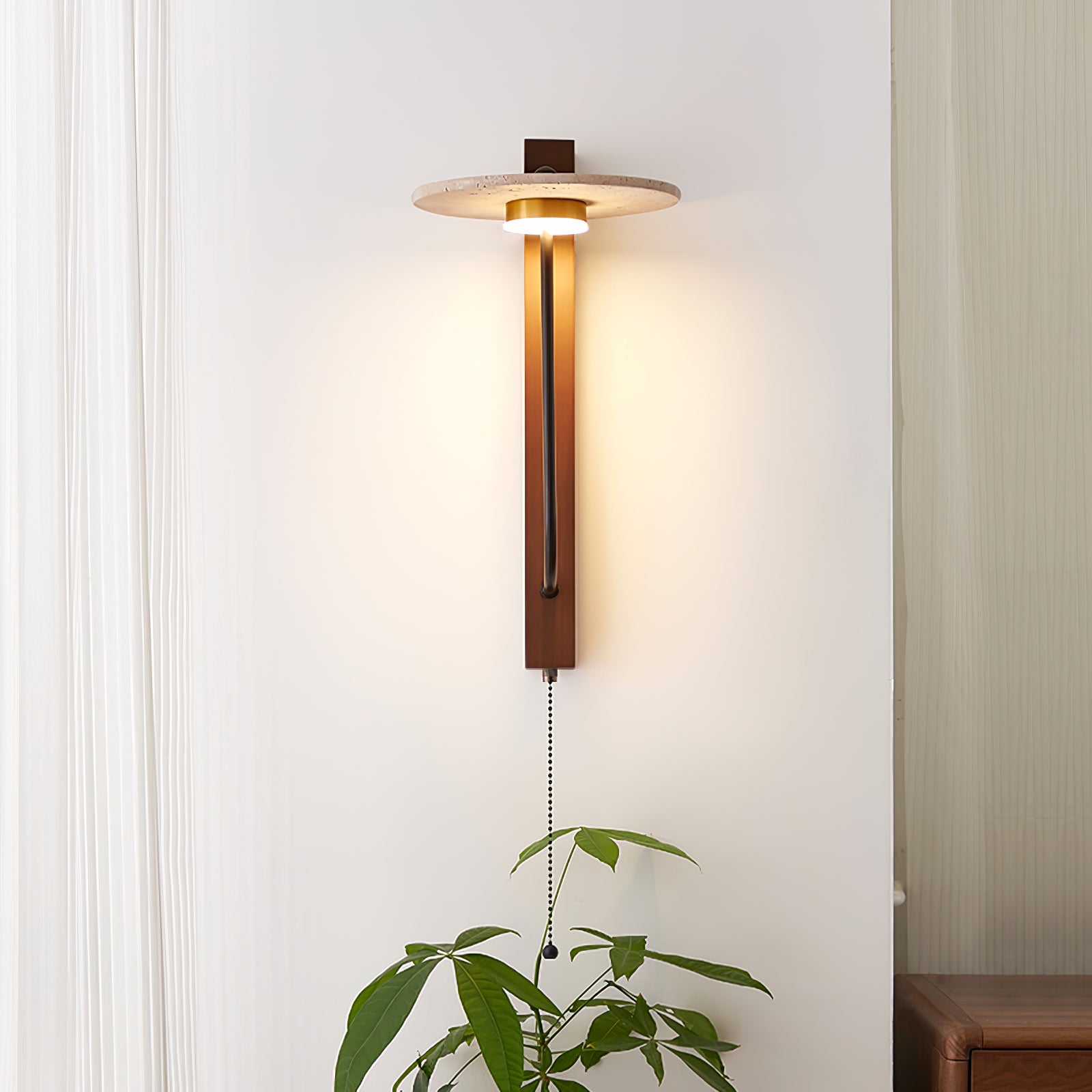Alkaia - Travertine Disc Wall Lamp