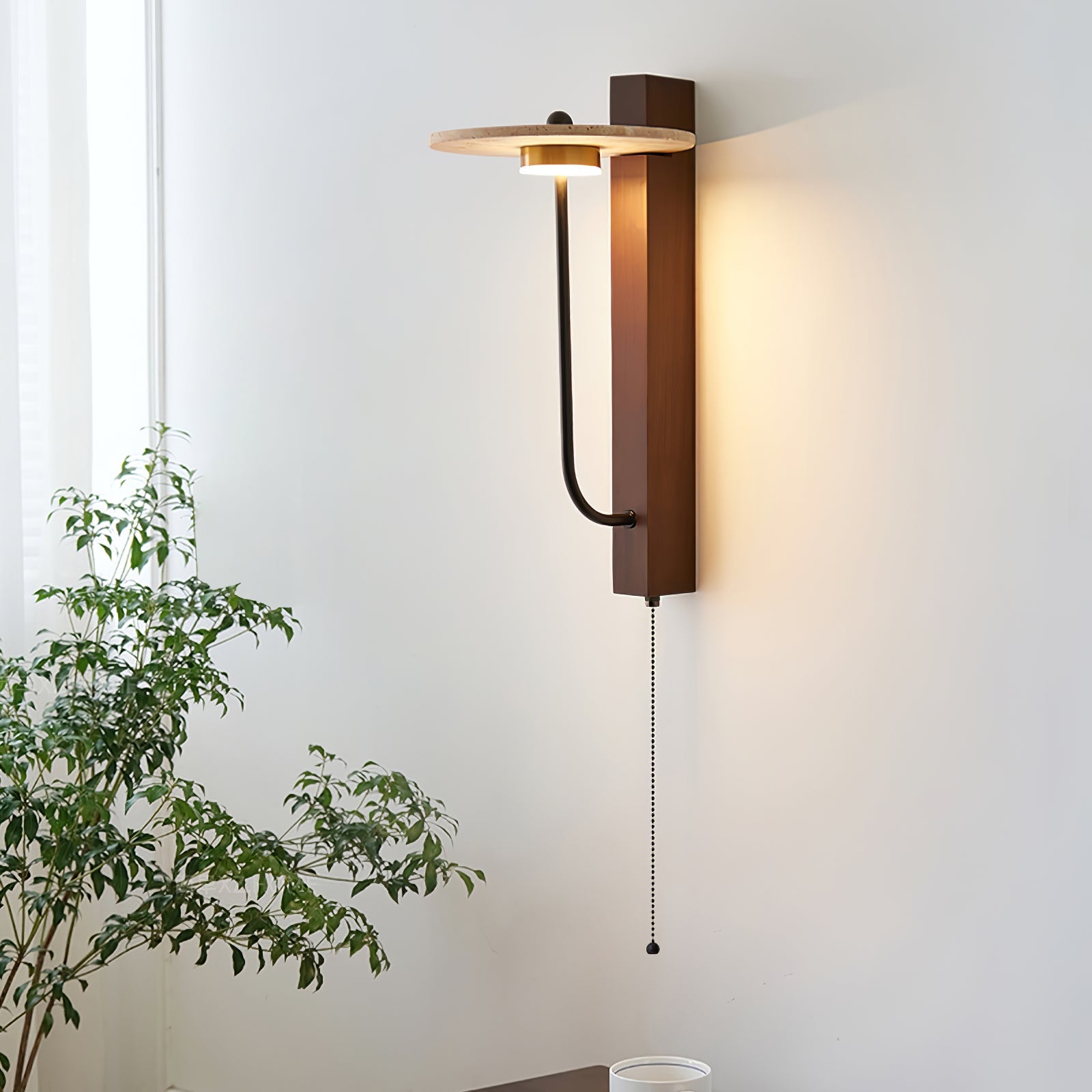 Alkaia - Travertine Disc Wall Lamp