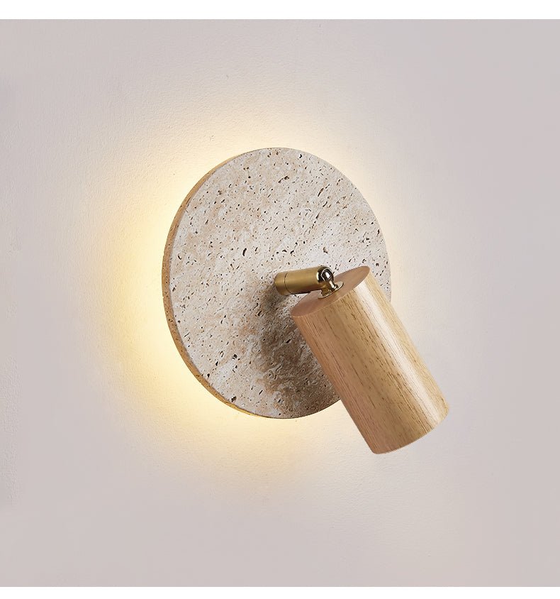 Perses - Travertine and Wood Spot Sconce