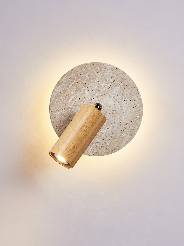 Perses - Travertine and Wood Spot Sconce