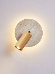 Perses - Travertine and Wood Spot Sconce