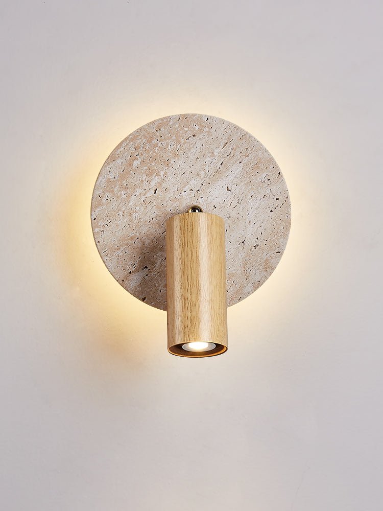 Perses - Travertine and Wood Spot Sconce