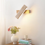 Notos - Travertine and Wood Linear Wall Lamp