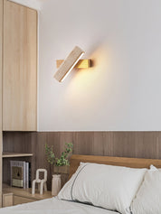 Notos - Travertine and Wood Linear Wall Lamp