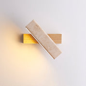 Notos - Travertine and Wood Linear Wall Lamp