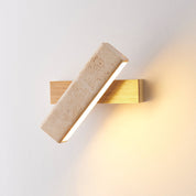 Notos - Travertine and Wood Linear Wall Lamp