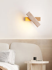Notos - Travertine and Wood Linear Wall Lamp