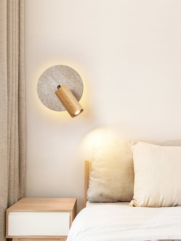 Perses - Travertine and Wood Spot Sconce
