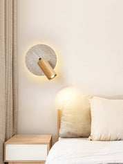 Perses - Travertine and Wood Spot Sconce