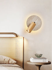 Perses - Travertine and Wood Spot Sconce