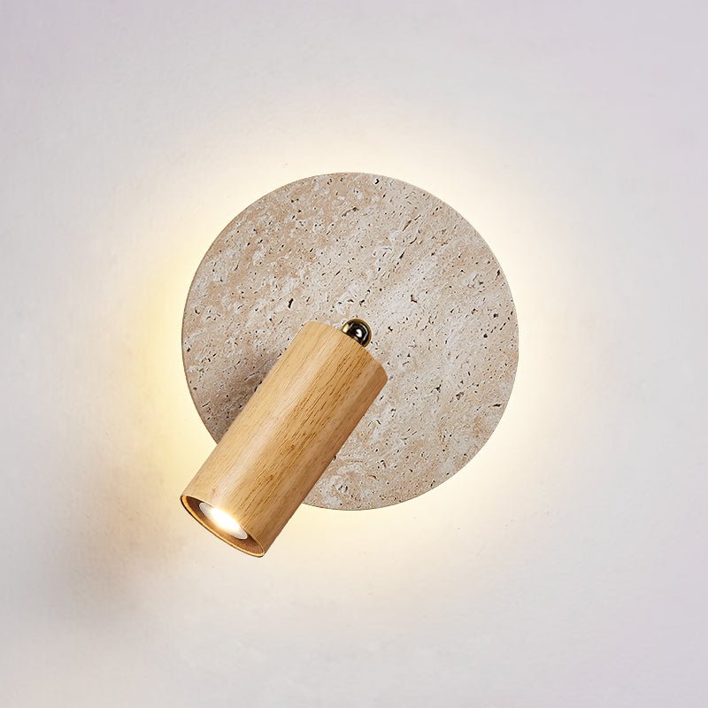 Perses - Travertine and Wood Spot Sconce