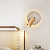 Perses - Travertine and Wood Spot Sconce