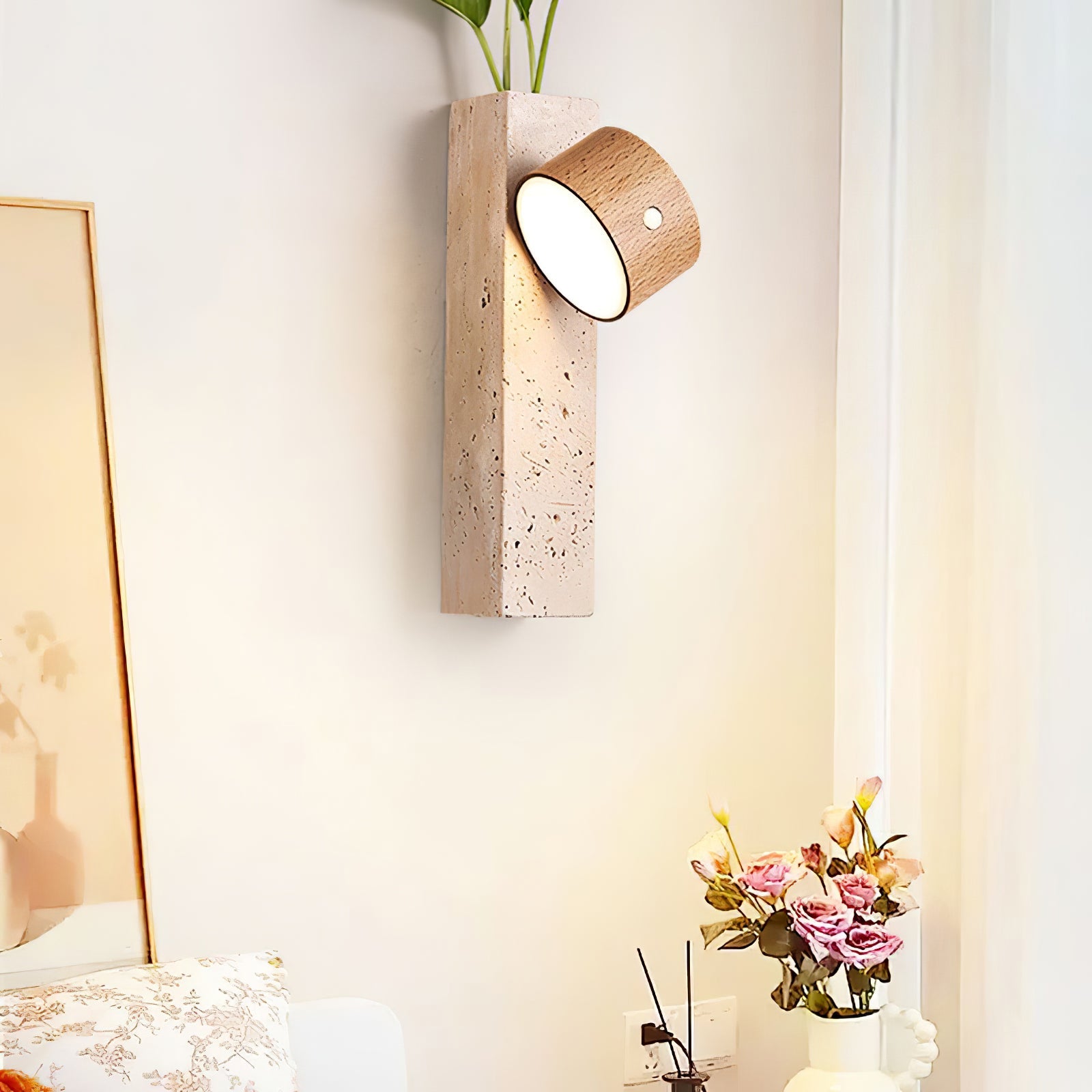 Proteus - Cordless Travertine Wall Light