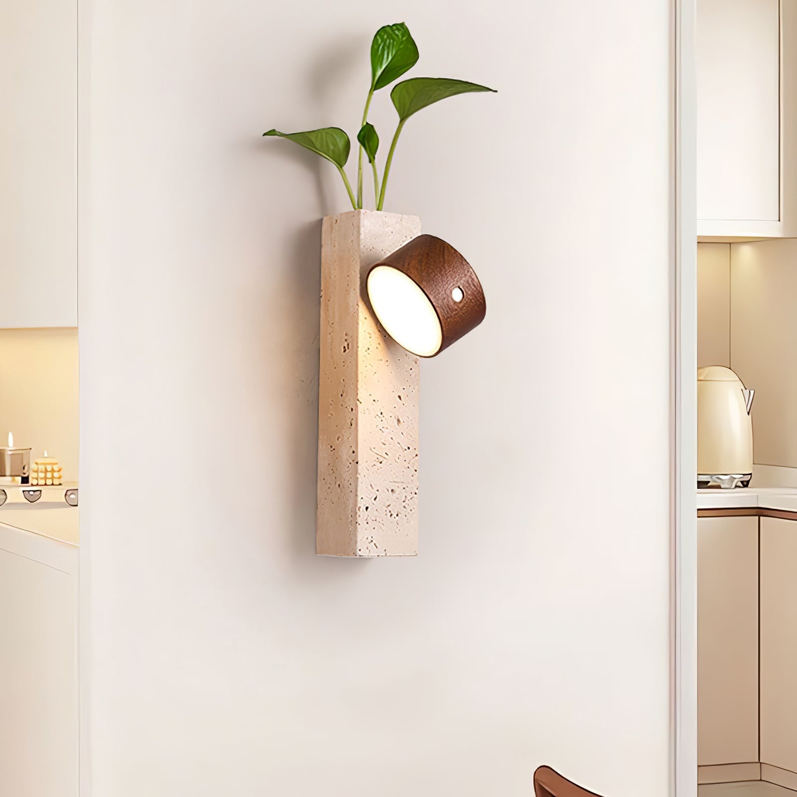 Proteus - Cordless Travertine Wall Light